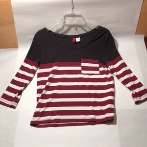 H&M 3/4 Length Striped Top